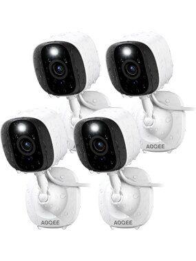 2K Indoor/Outdoor Security Camera, IP65 Waterproof, Night Vision, 4-Pack